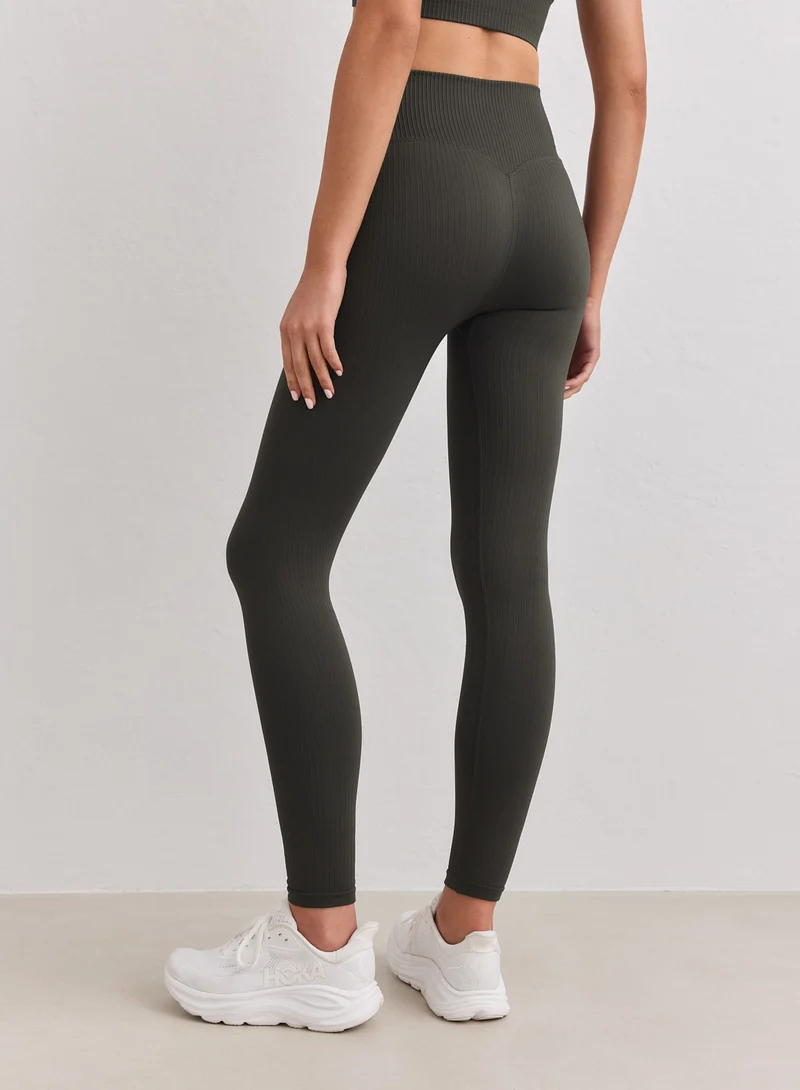 Dark Ivy Ribbed Seamless Tall Tights