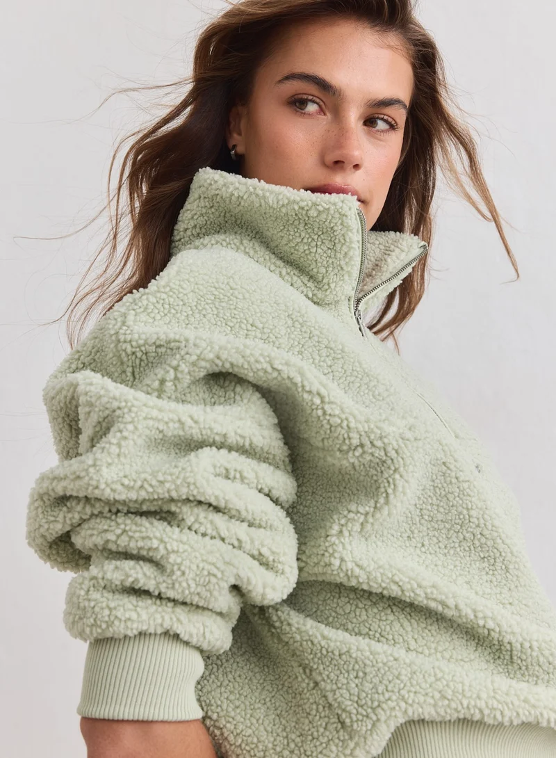 Pistachio Pile Half Zip