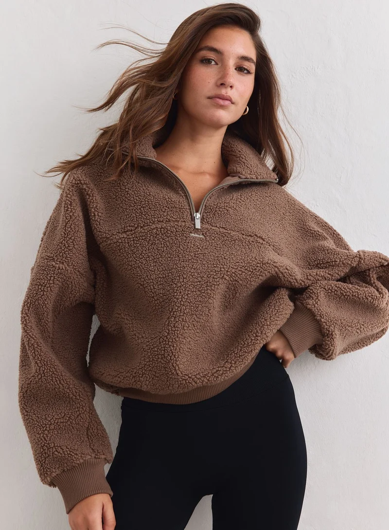 Hazelnut Pile Half Zip