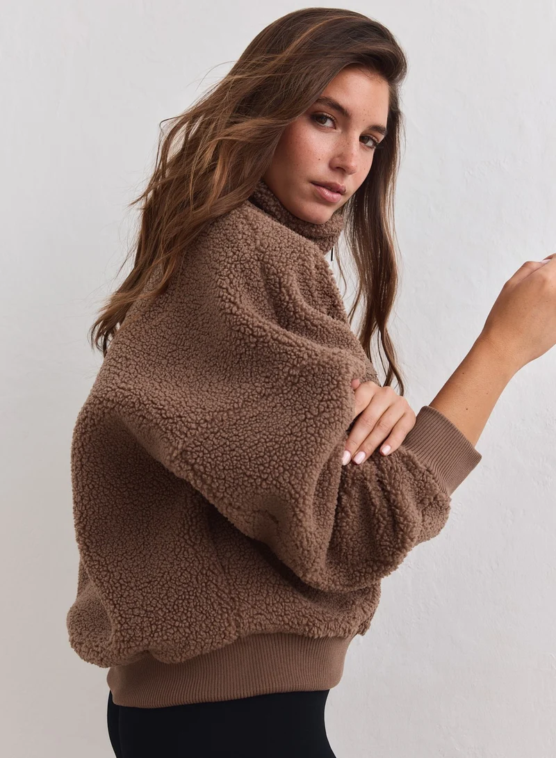 Hazelnut Pile Half Zip