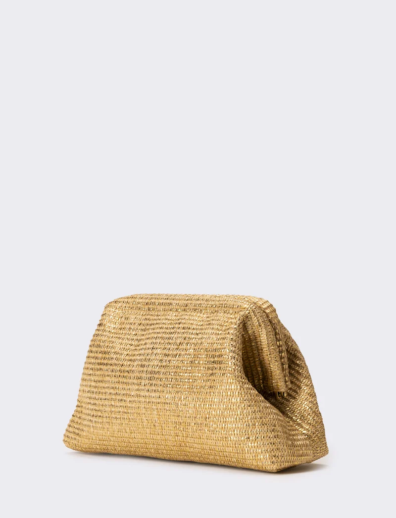 Pochette laminata donna con chiusura bacio - Oro