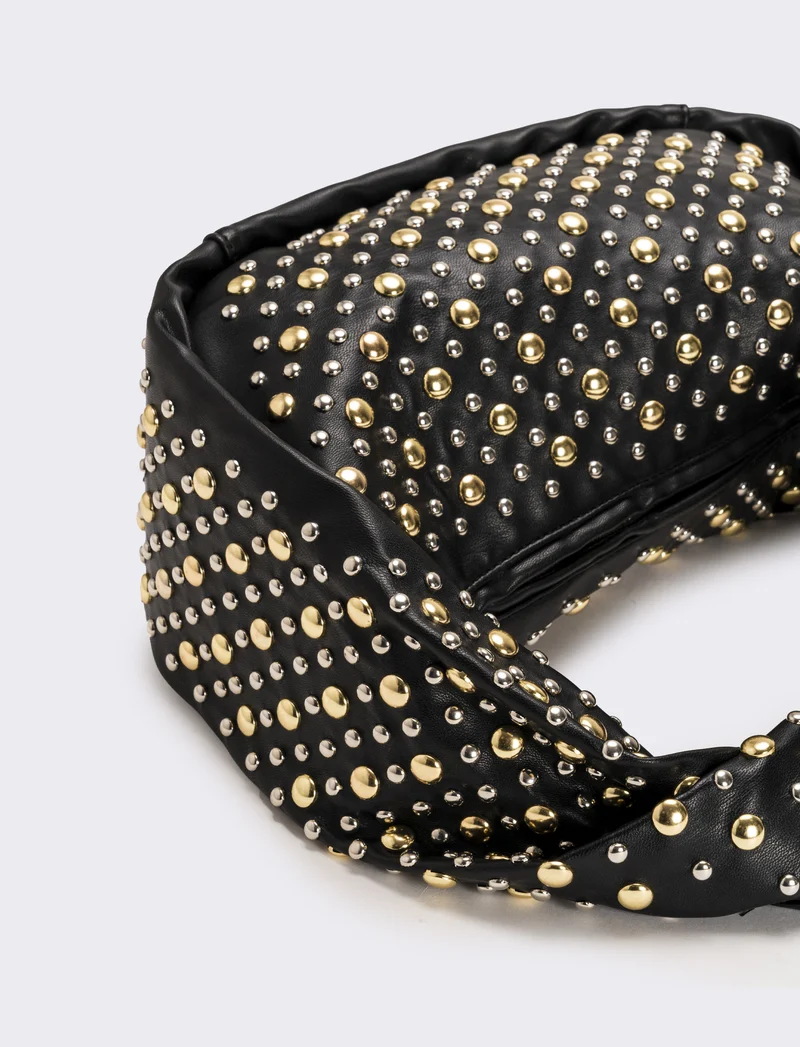 Borsa donna con borchie a bolla - Nero