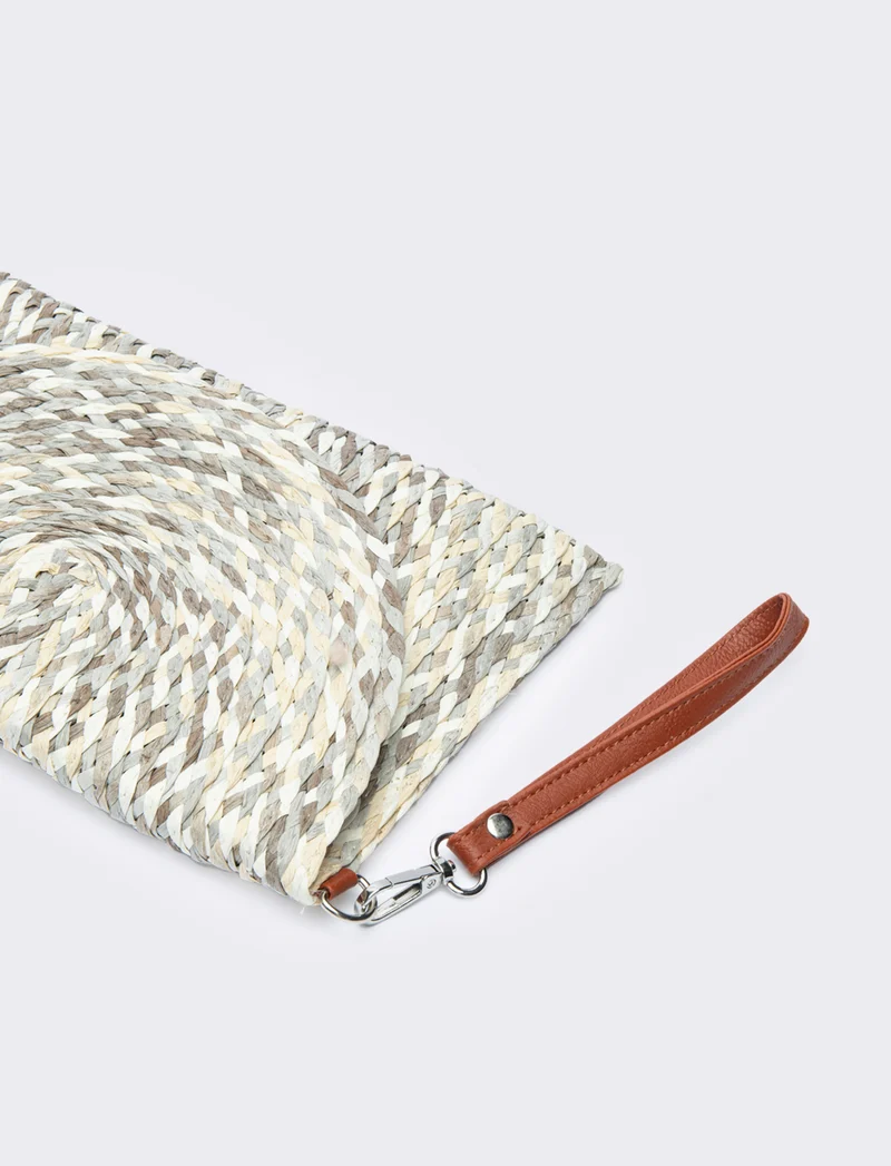 Pochette donna a lettera multicolor - Grigio