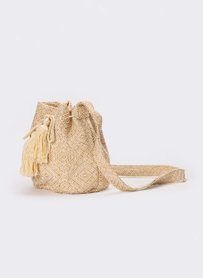 Tracolla donna in secchiello con nappa - Beige