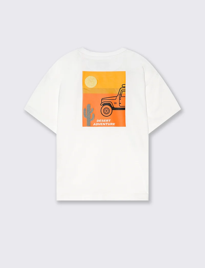 T-shirt con ricamo da bambino - Bianco