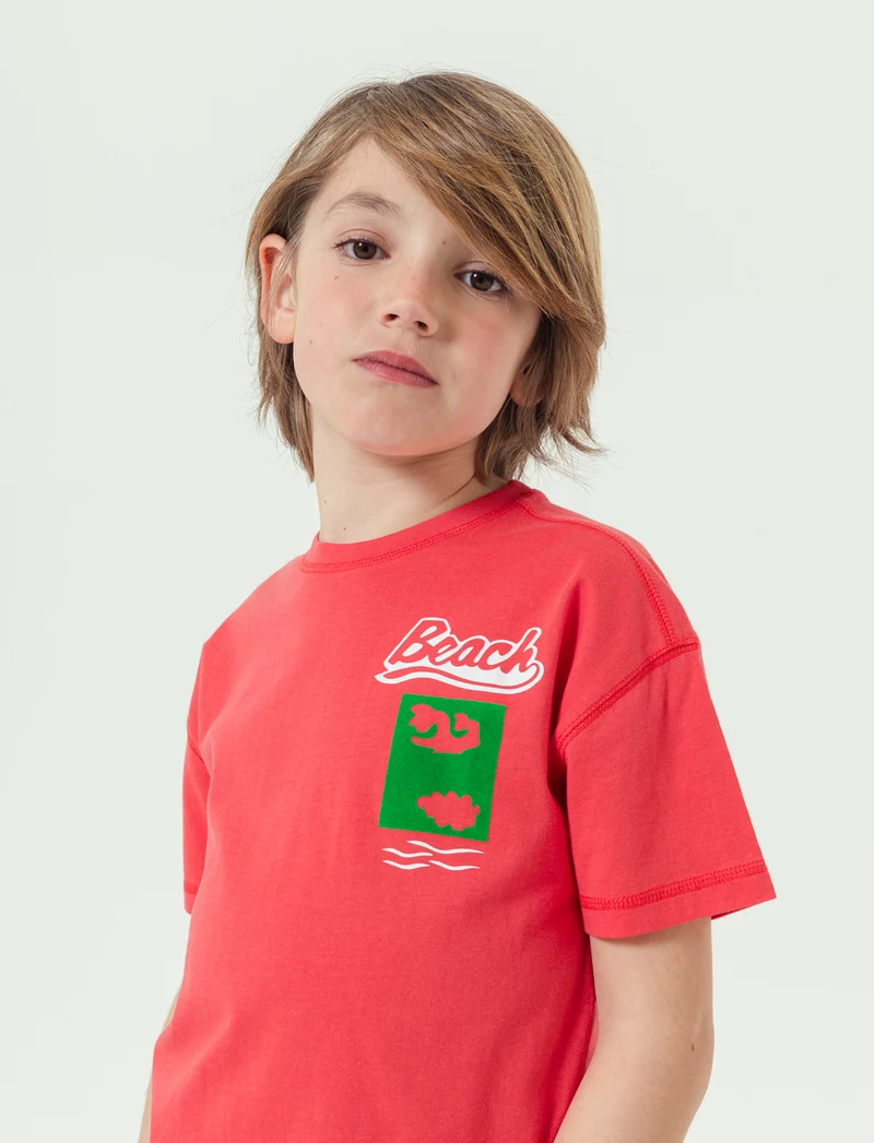 T-shirt over size da bambino - Corallo