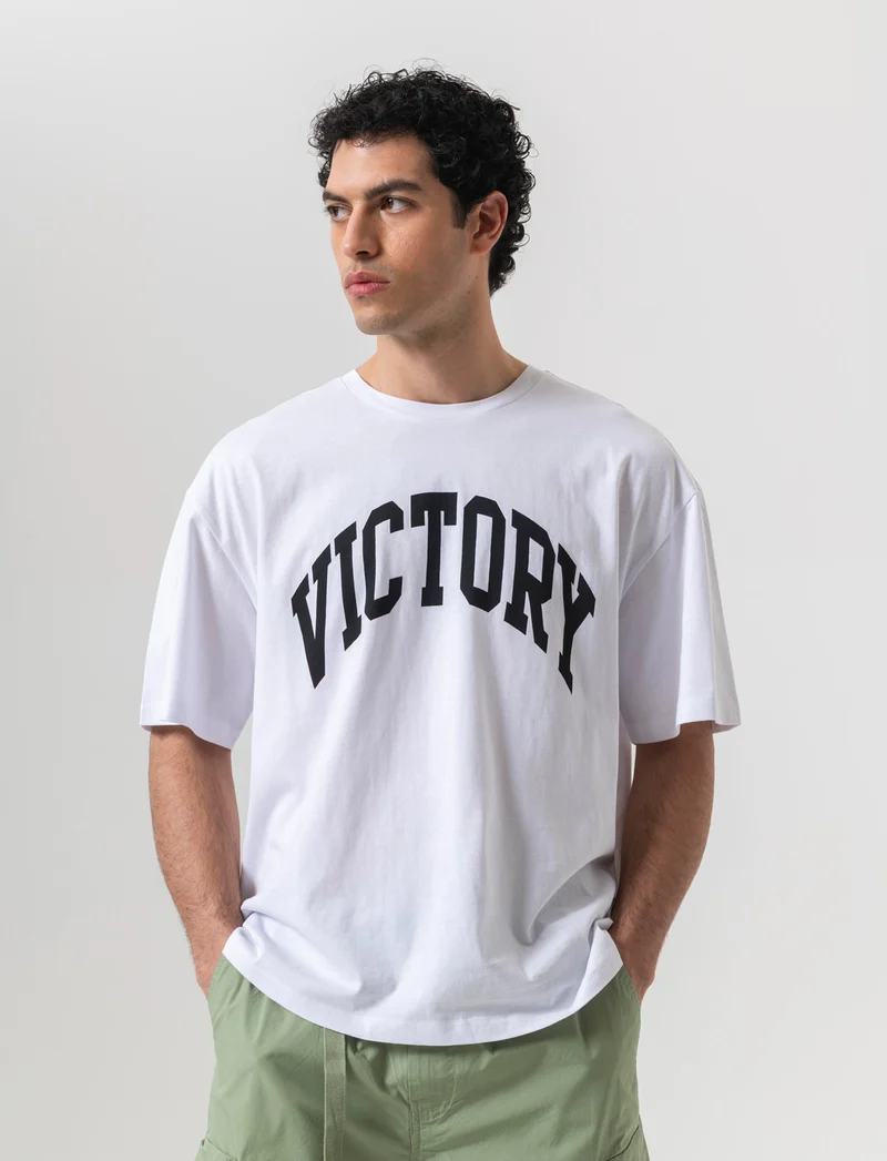 T-shirt boxy fit con stampa da uomo - Bianco