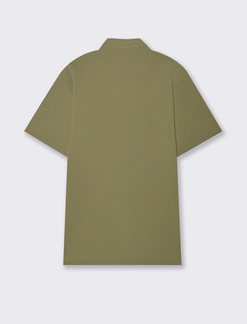 Polo seersucker collo derby da uomo - Verde salvia