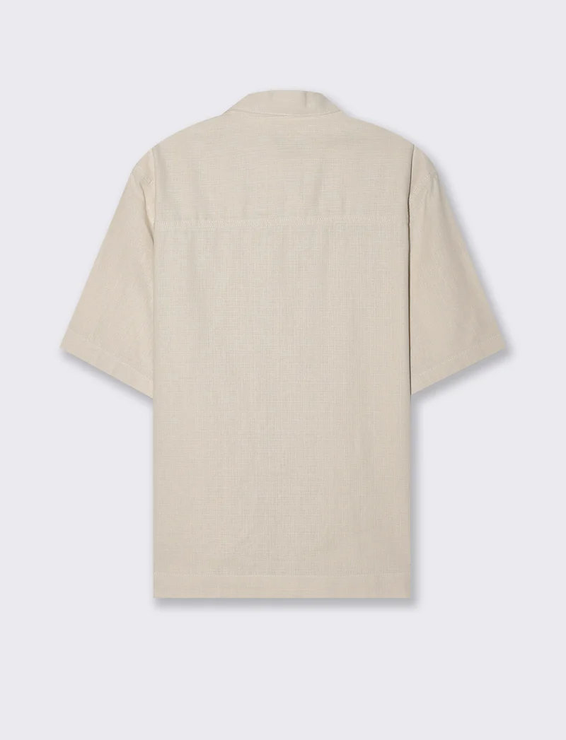 Camicia in tessuto armaturato da uomo - Beige ecru