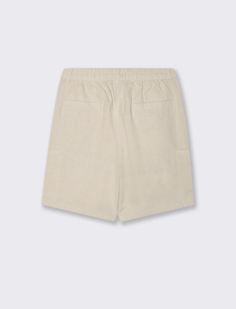 Bermuda cargo in tessuto armaturato da uomo - Beige ecru