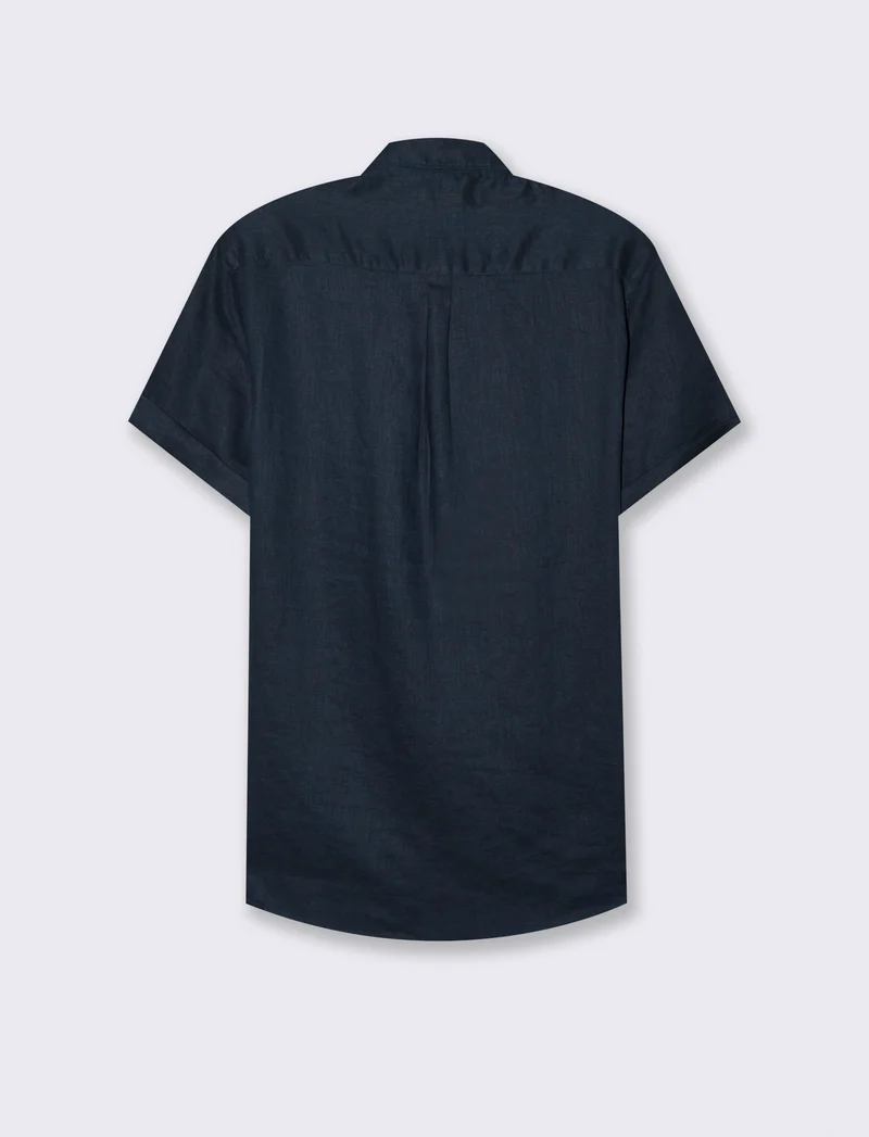 Camicia manica corta 100% lino da uomo - Blu