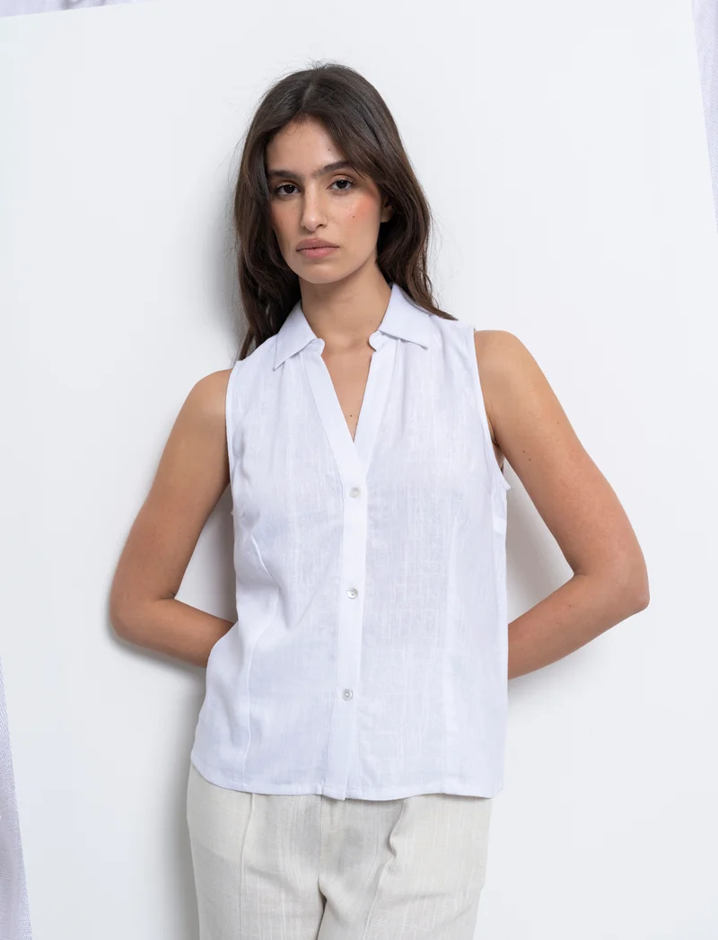 Camicia giromanica da donna - Bianco