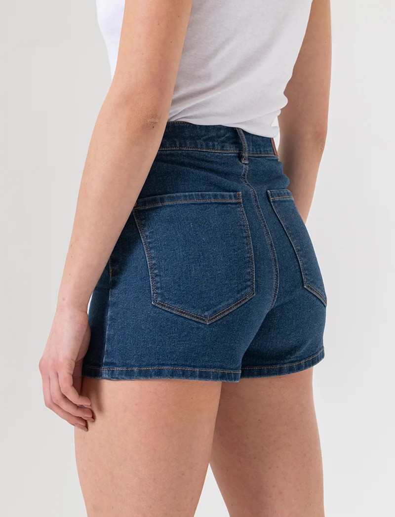 Short vita alta da donna - DENIM SCURO
