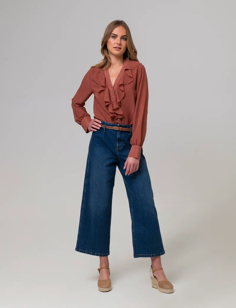 Jeans con cintura da donna - Denim