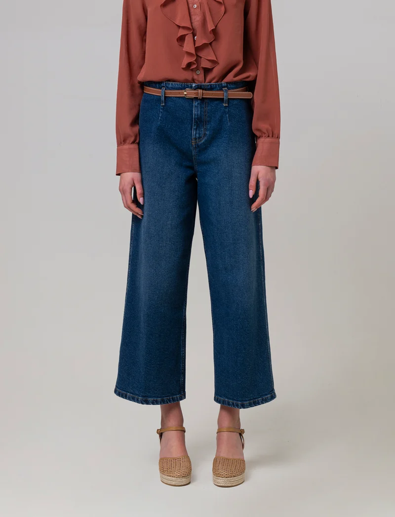 Jeans con cintura da donna - Denim