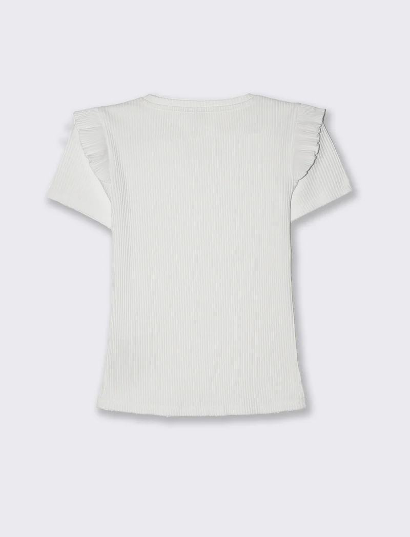 T-shirt a coste da donna - Bianco latte