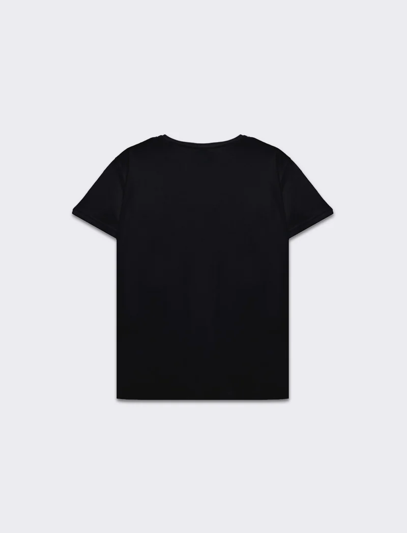 T-shirt scollo a v da donna - Nero
