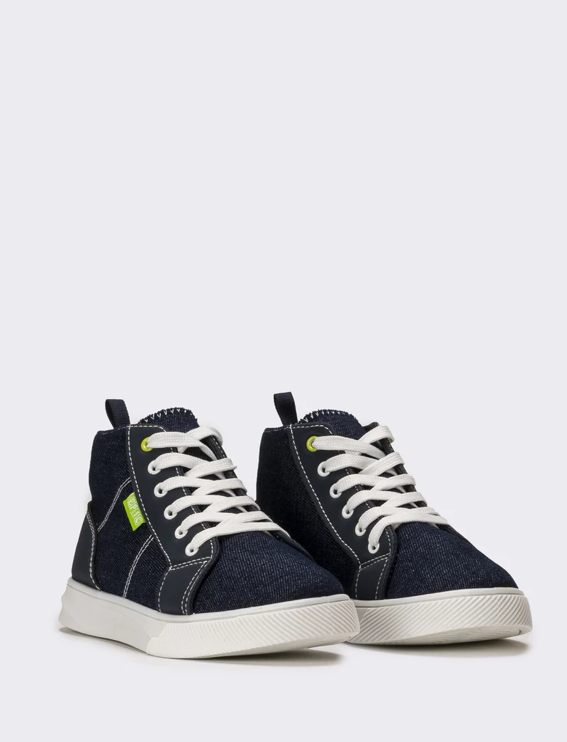Sneakers da bambino a collo alto - Denim