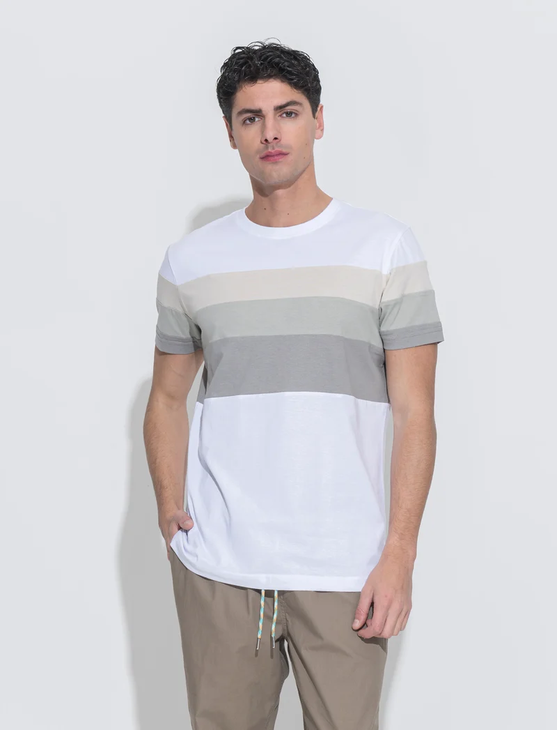 T-shirt con fascia multipla da uomo - Bianco