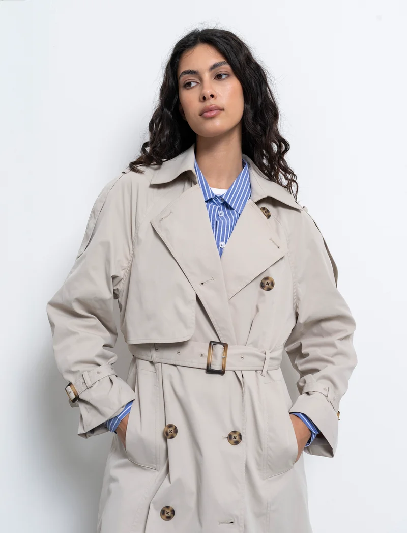 Trench doppio petto da donna - Sabbia