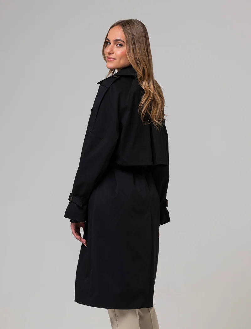 Trench doppio petto da donna - Nero
