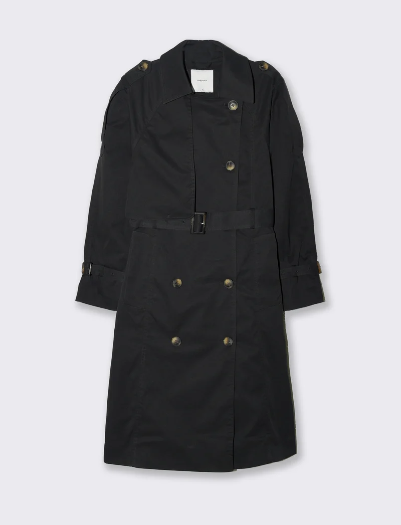 Trench doppio petto da donna - Nero