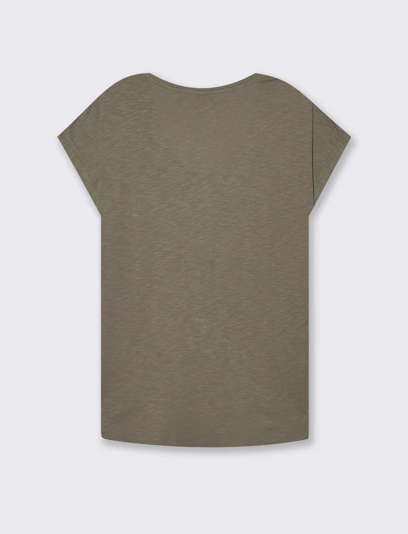 T-shirt con risvolto sulle maniche da donna - Verde salvia