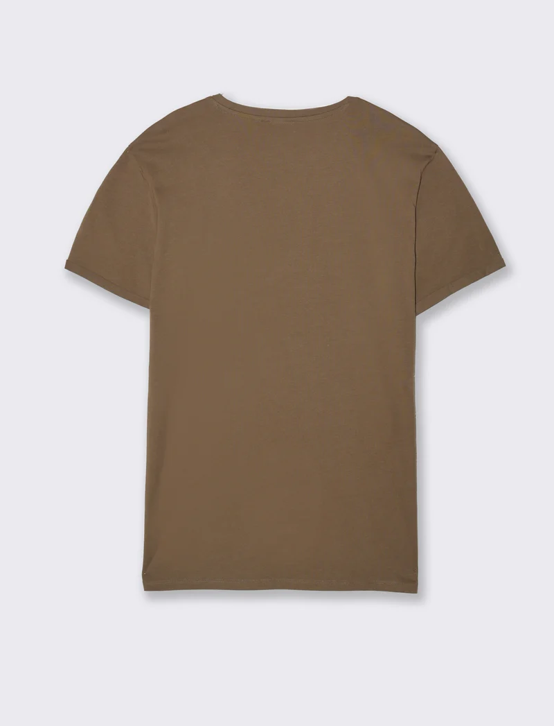 T-shirt basic con tasca da uomo - Grigio fango