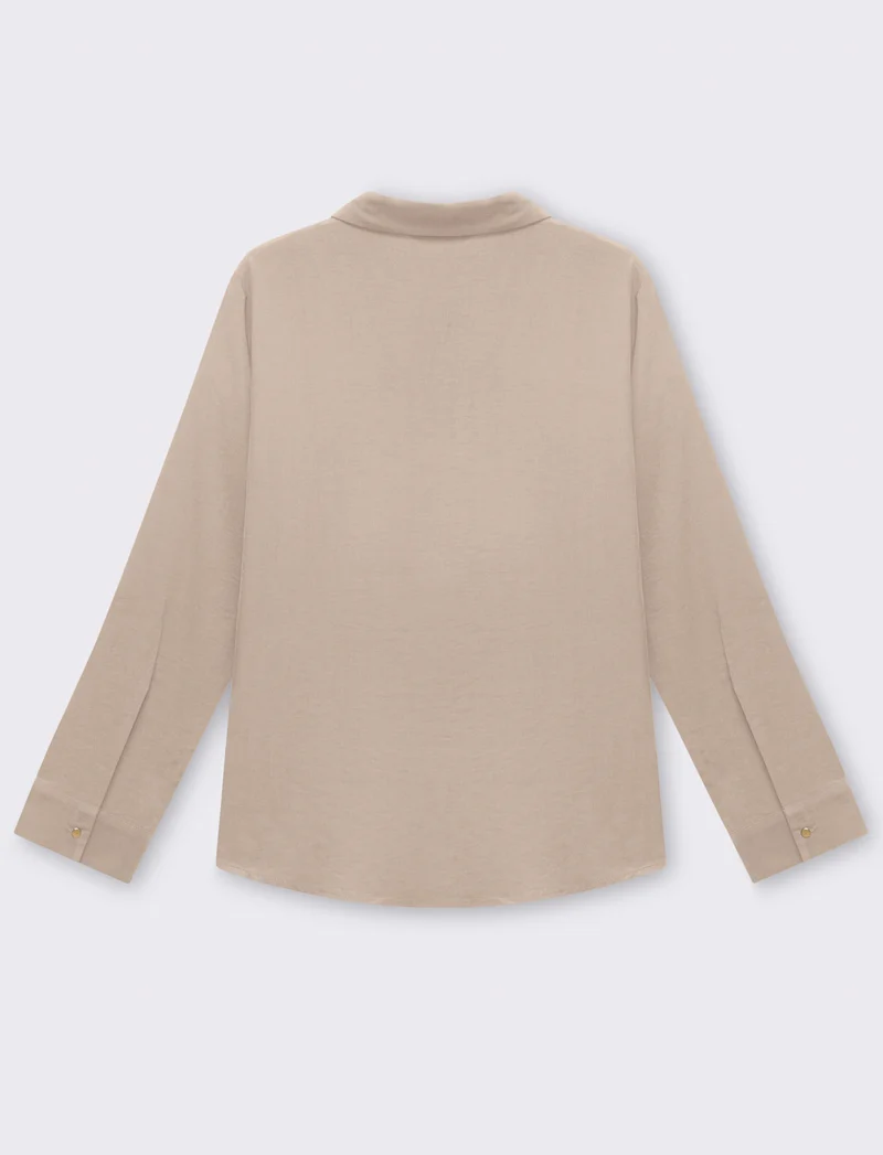 Camicia basica con tasche sul petto da donna - Beige corda