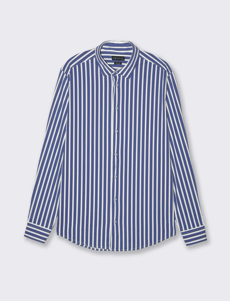 Camicia a righe soft touch regular fit da uomo - Blu