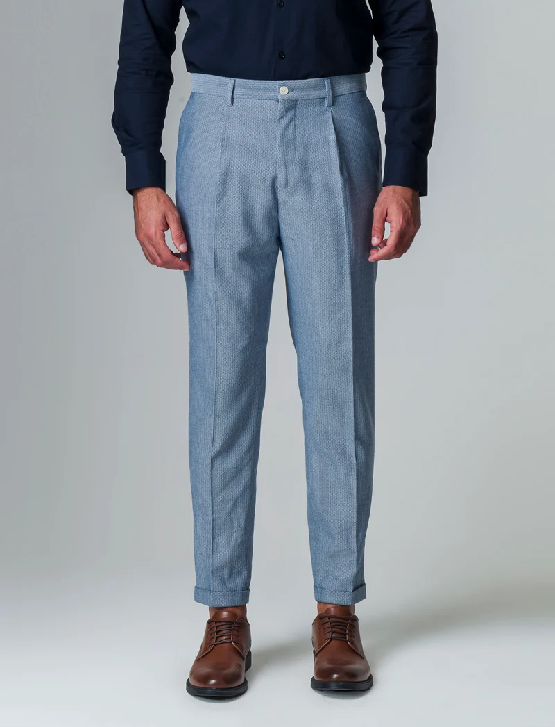 Pantaloni da completo tessuto strutturato da uomo - Bluette