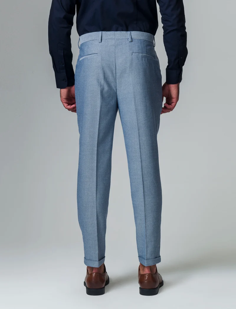 Pantaloni da completo tessuto strutturato da uomo - Bluette