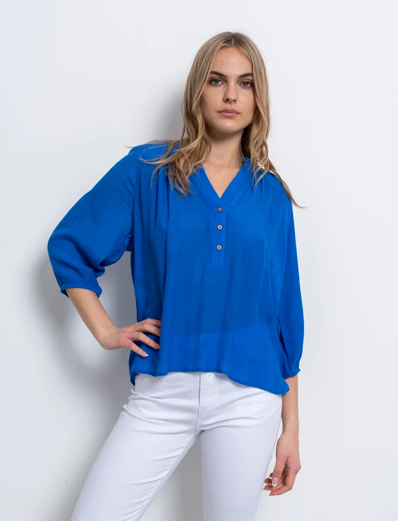 Casacca con manica a 3/4 da donna - Azzurro