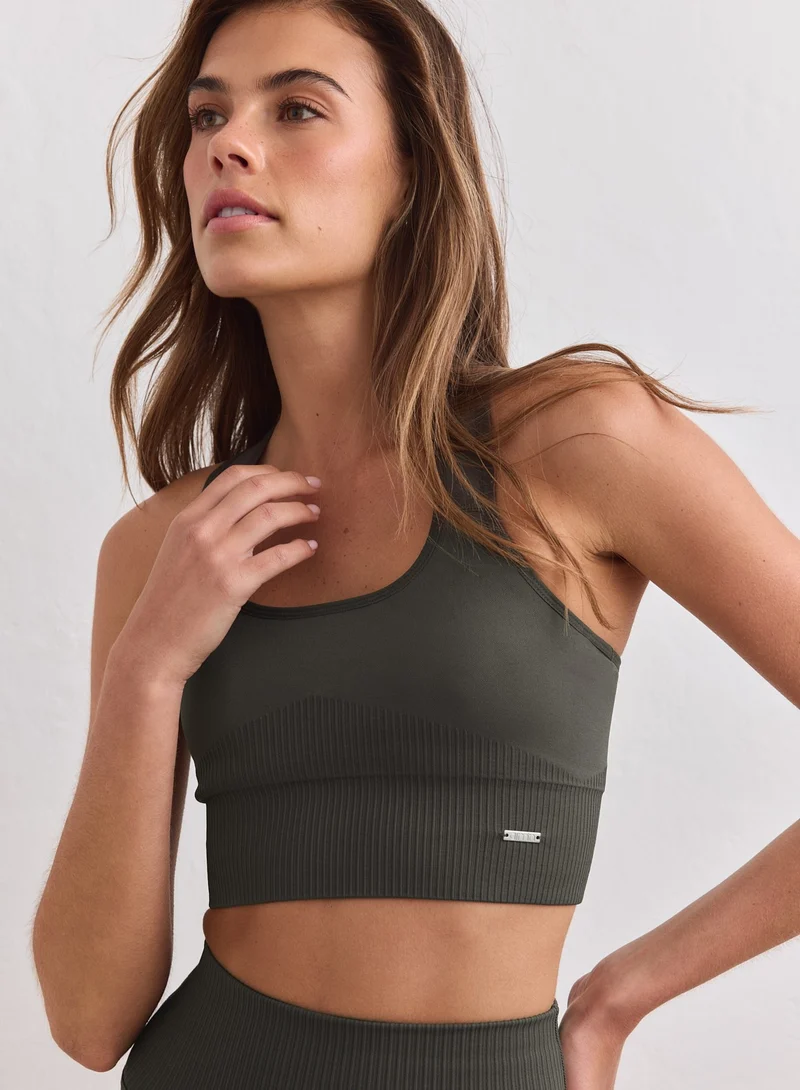 Dark Ivy Ribbed Seamless High Support Bra