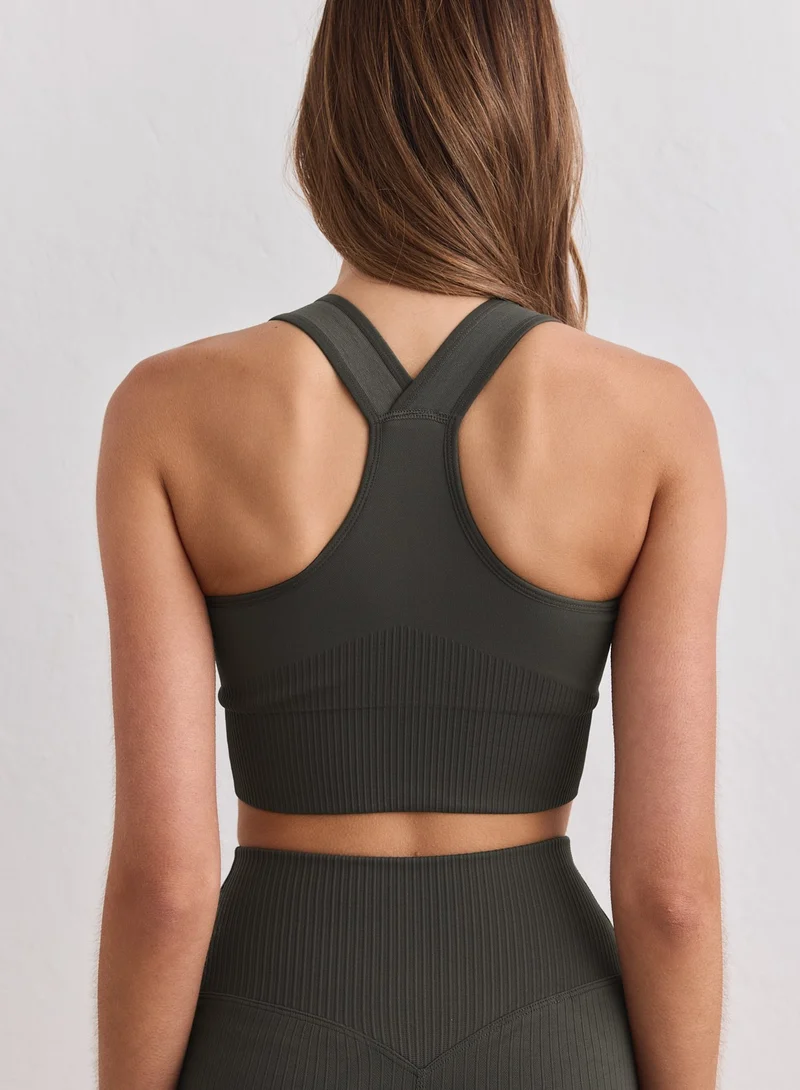 Dark Ivy Ribbed Seamless High Support Bra