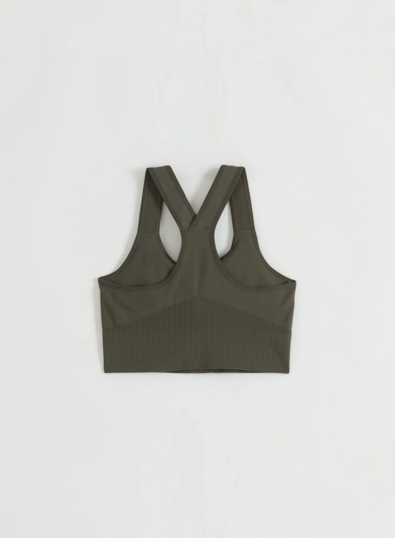 Dark Ivy Ribbed Seamless High Support Bra