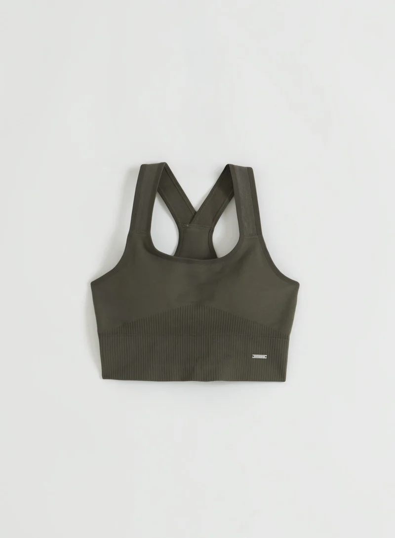 Dark Ivy Ribbed Seamless High Support Bra