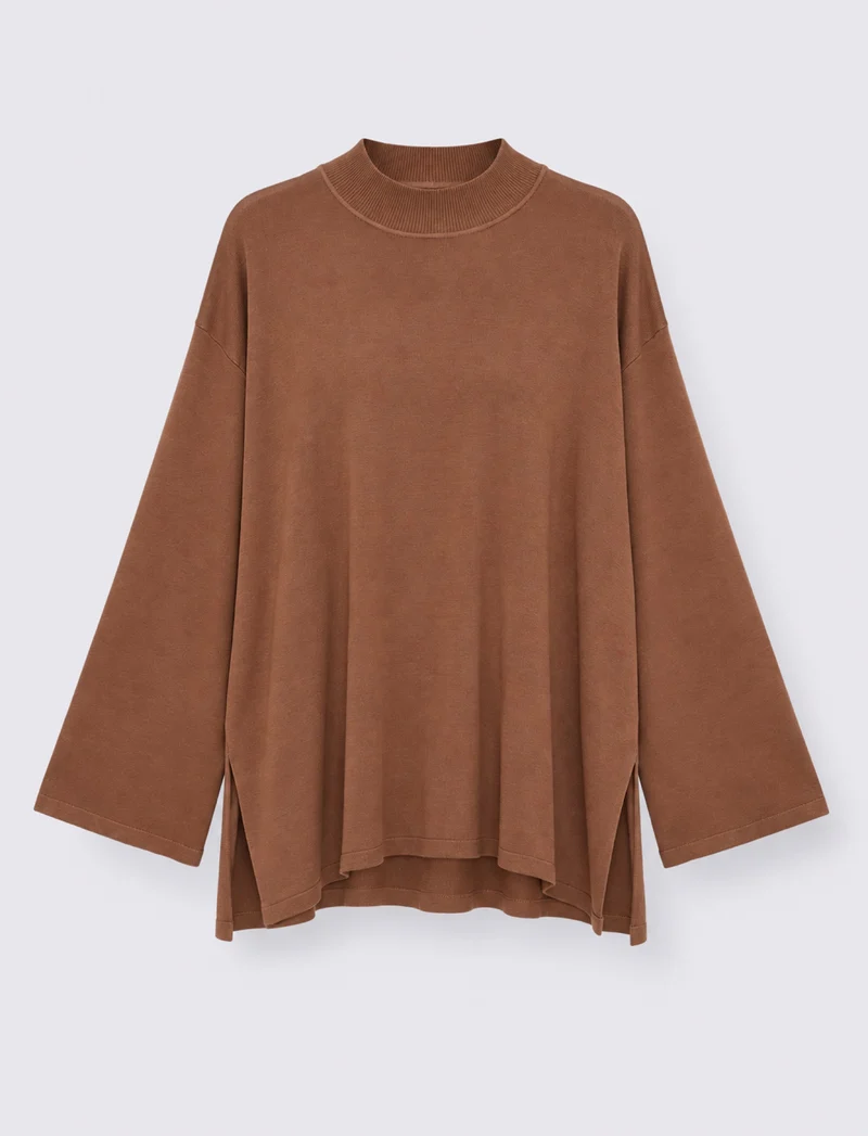 Maglia over a manica lunga - Caramello