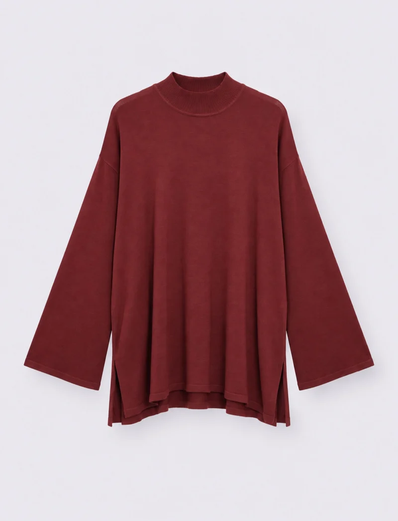 Maglia over a manica lunga - Rosso rubino