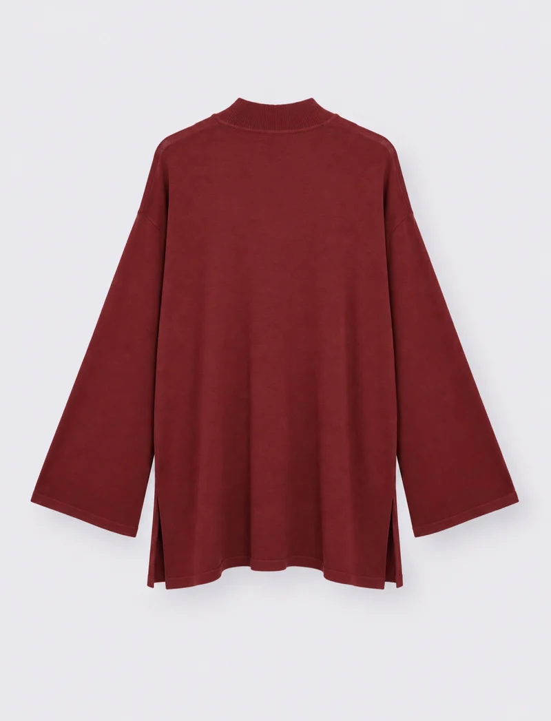 Maglia over a manica lunga - Rosso rubino