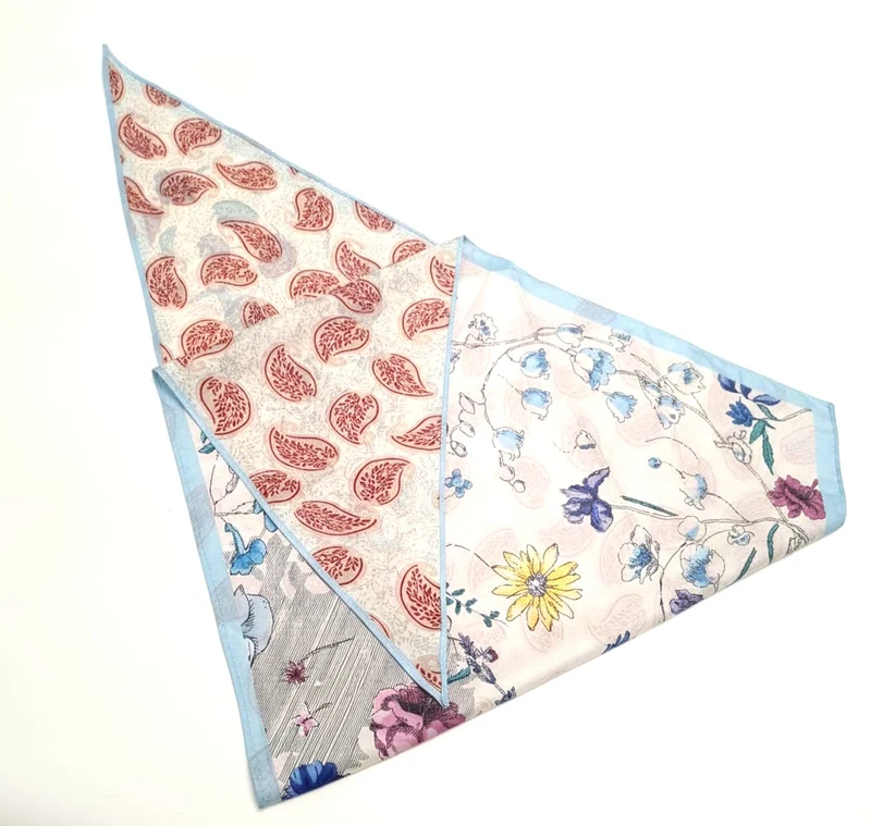 Foulard donna triangolo double face stampato - Azzurro