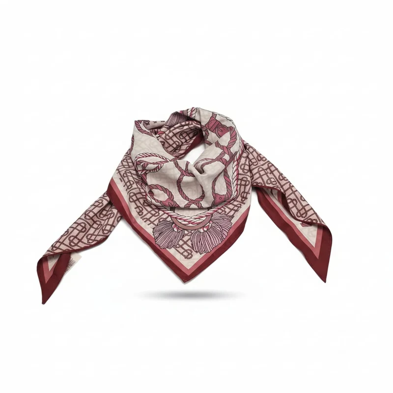 Foulard donna triangolo double face stampato - Bordeaux