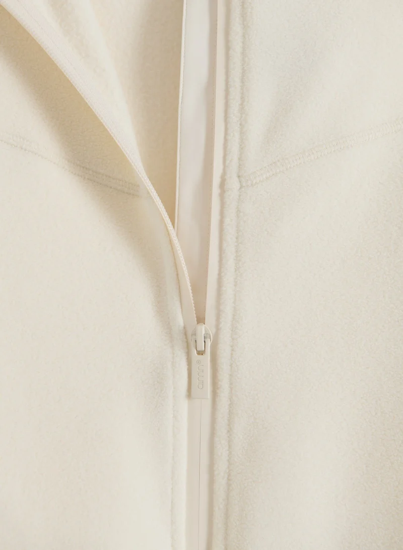 Cream Stretch Fleece Zip Jacket