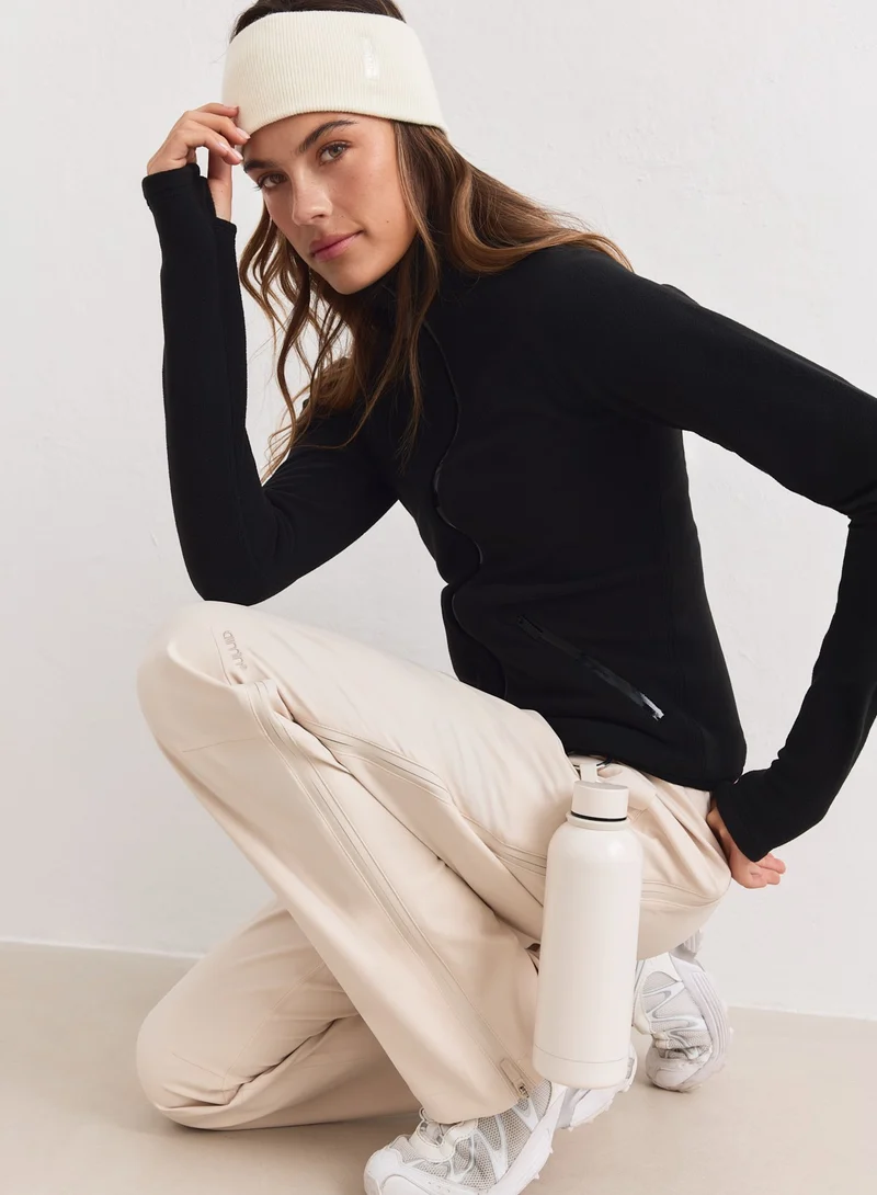 Black Stretch Fleece Zip Jacket
