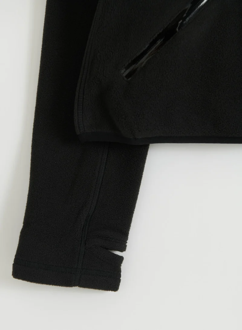 Black Stretch Fleece Zip Jacket