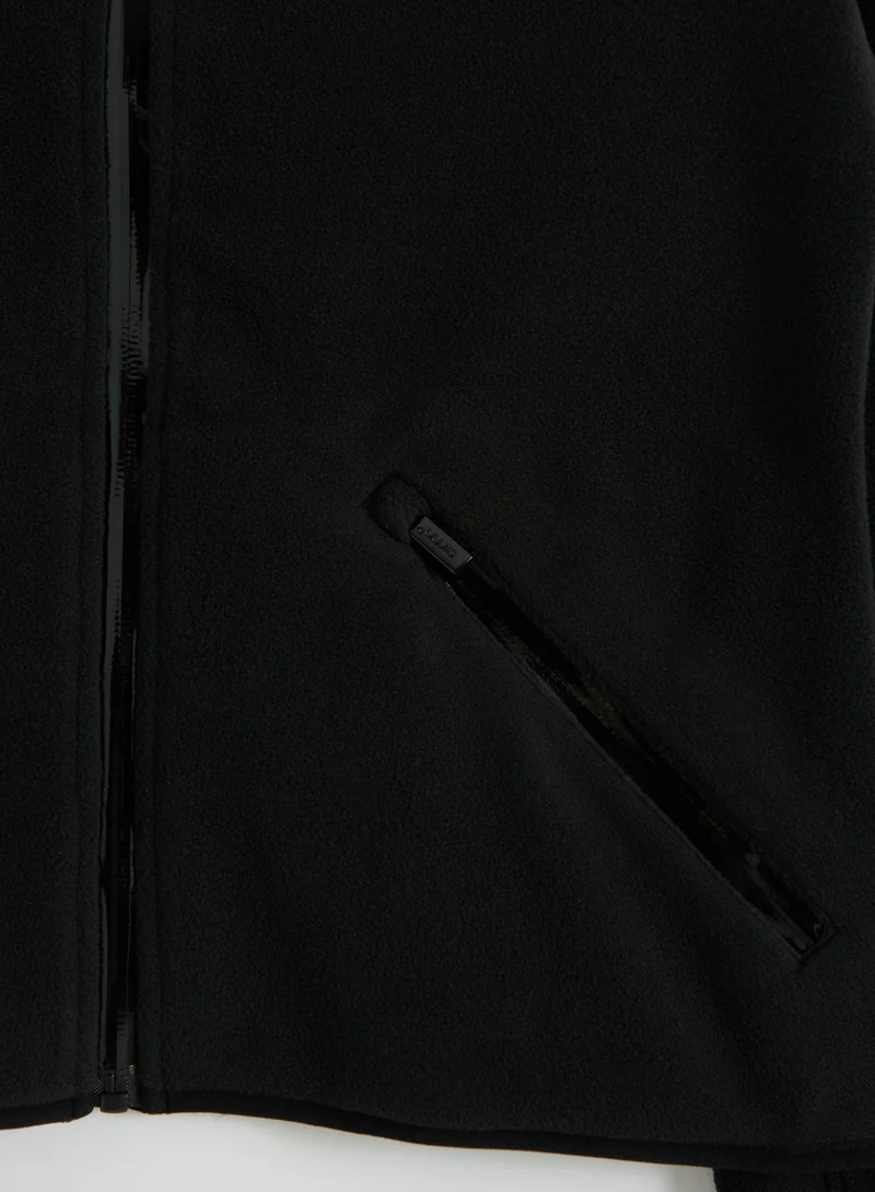 Black Stretch Fleece Zip Jacket