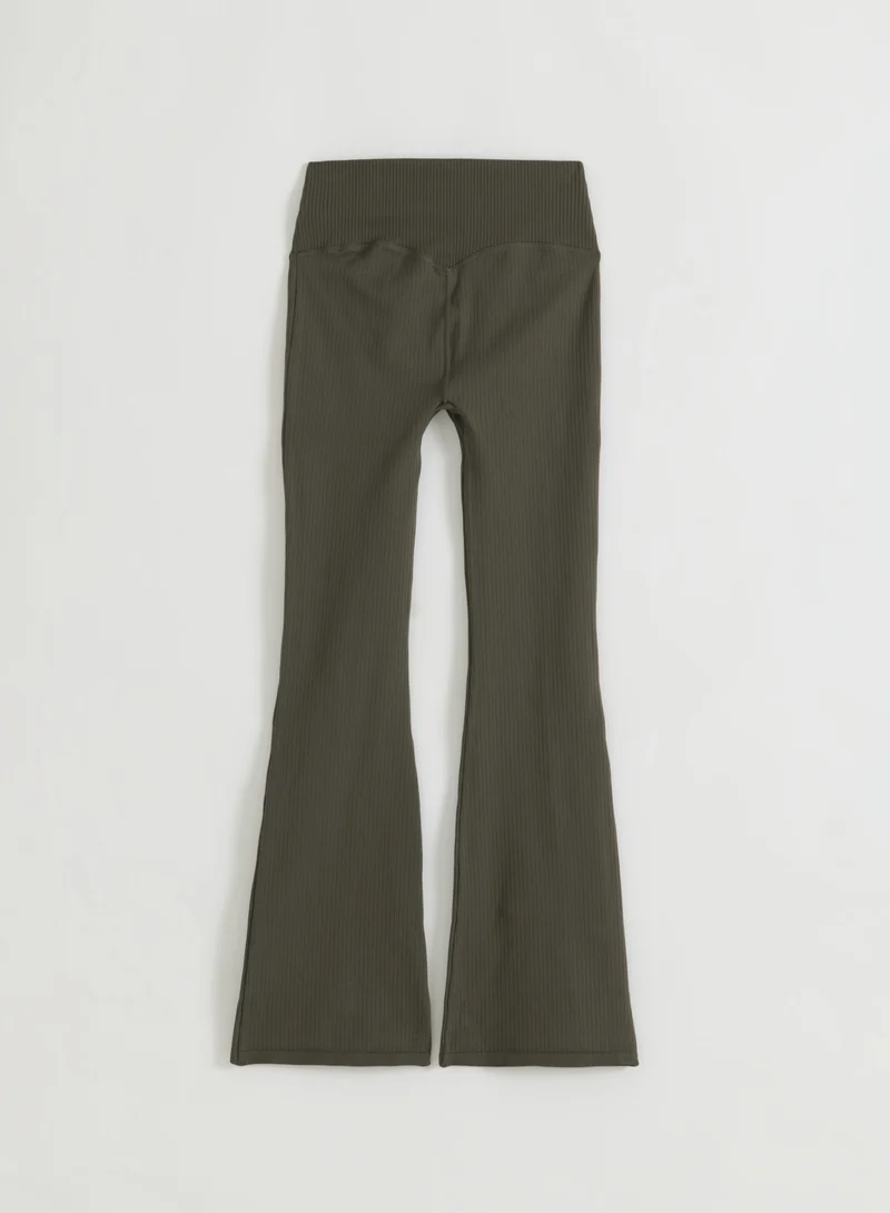 Dark Ivy Ribbed Seamless Flare Tall Tights