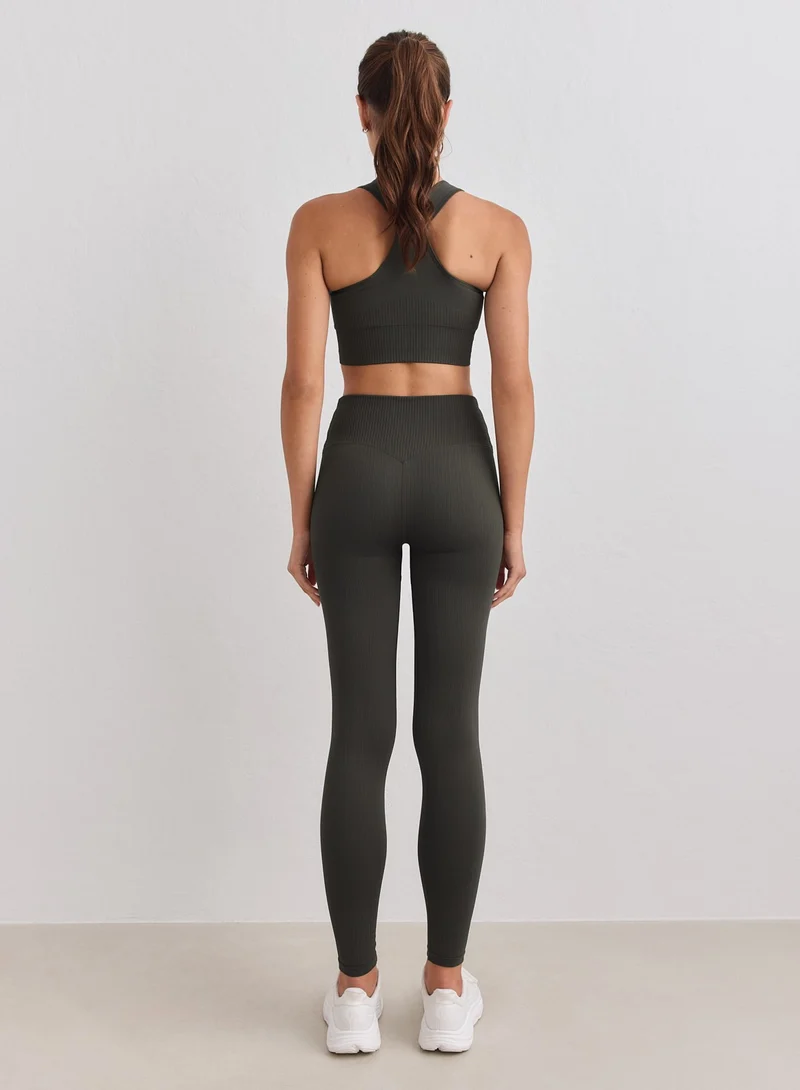 Dark Ivy Ribbed Seamless Tall Tights