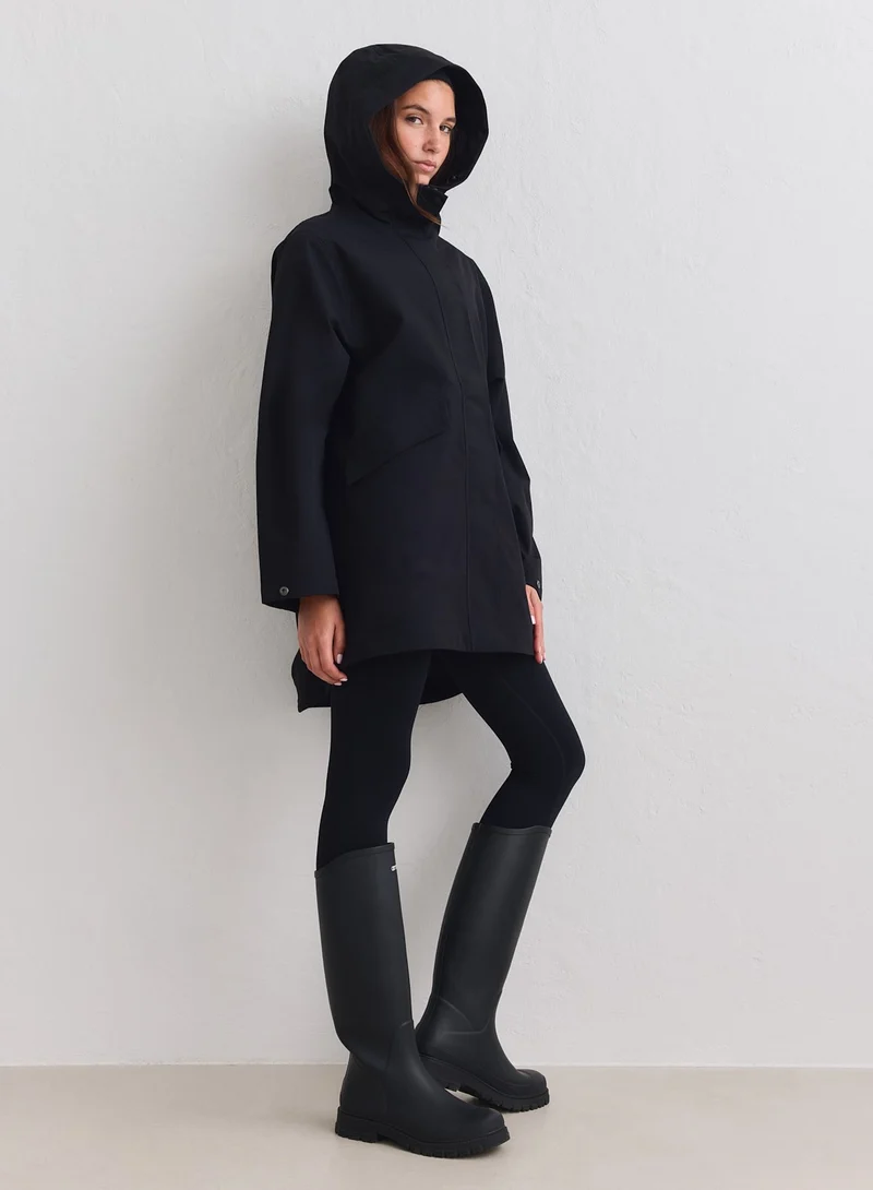 Black Waterproof Hood Jacket