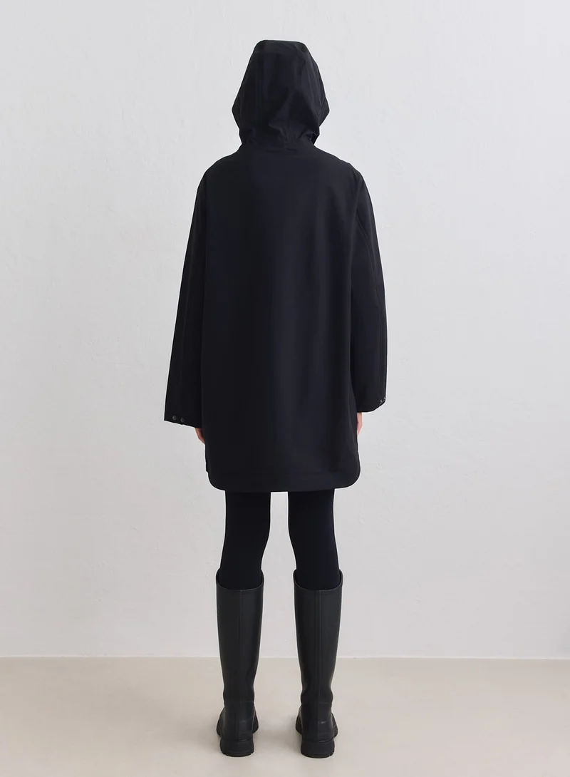 Black Waterproof Hood Jacket